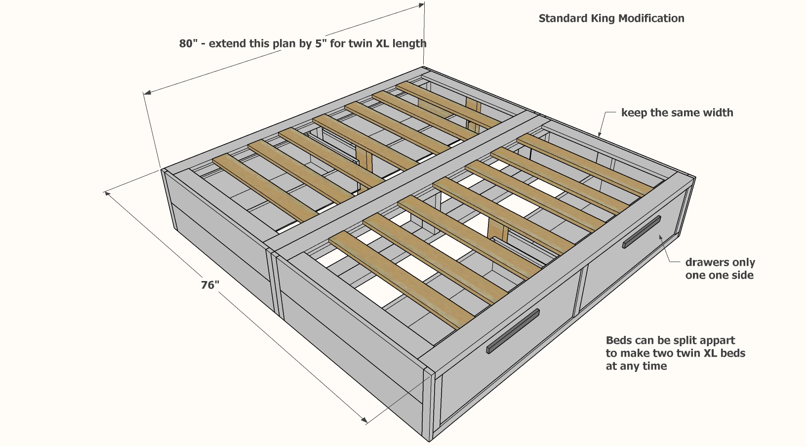 King size online captains bed plans